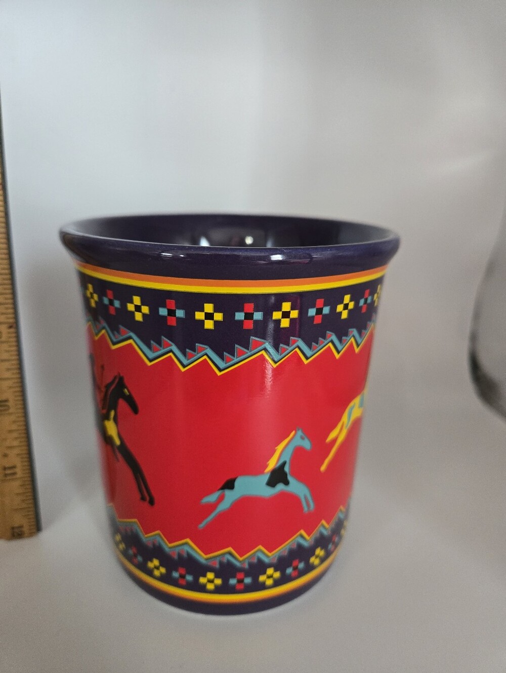 Pendleton Mills Celebrate The Horse Red Southwestern Horse Pattern Ceramic Mug - Picture 5 of 10